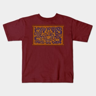 Kuna Shaman Spirits - Orange Blue Rust Kids T-Shirt